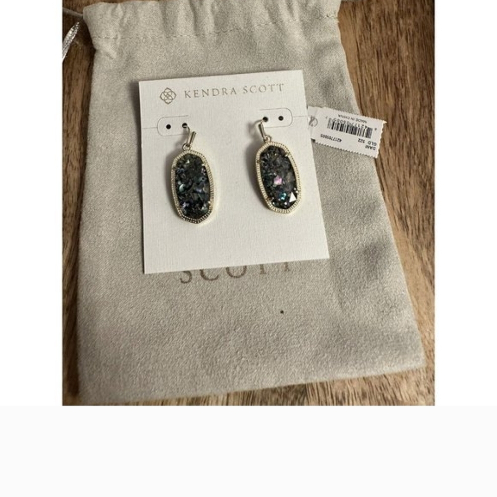 Kendra Scott Iridescent Abalone Dangle Earrings with Gold Frame